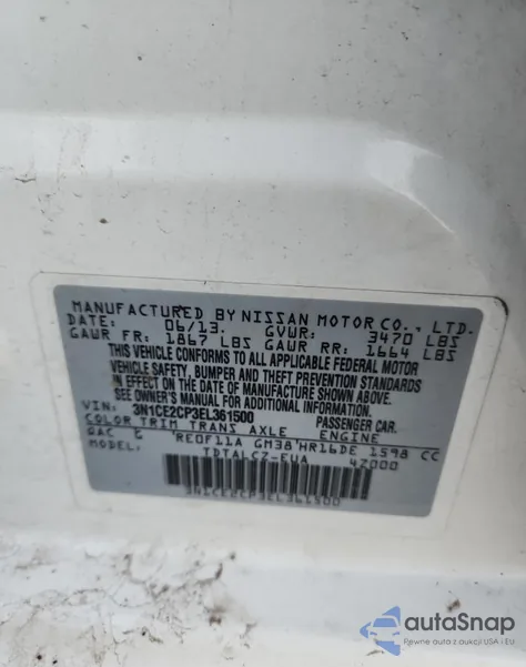 2014 Nissan Versa Note S z USA, uszkodzony, nr VIN 3N1CE2CP3EL361500